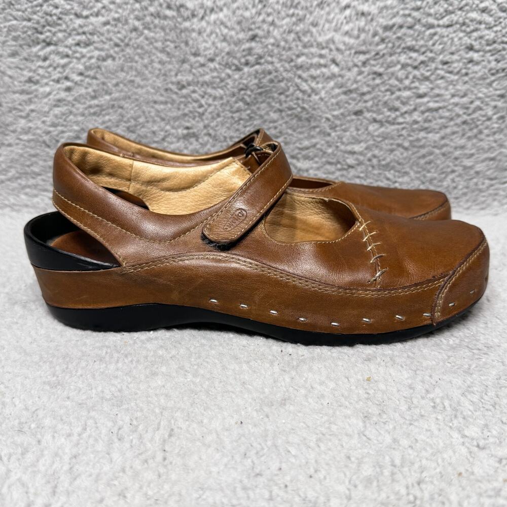 Wolky Cloggy Womens Size 41 US 9.5 Mary Jane Clogs Shoes Brown Leather Comfort